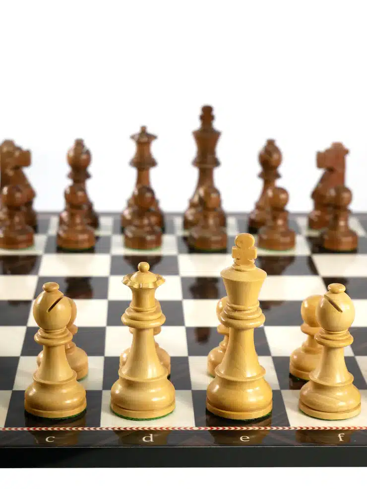 Sheesham French Chessmen on Walnut Chess Board