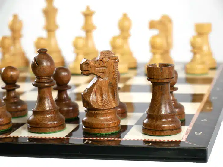 Sheesham French Chessmen on Walnut Chess Board