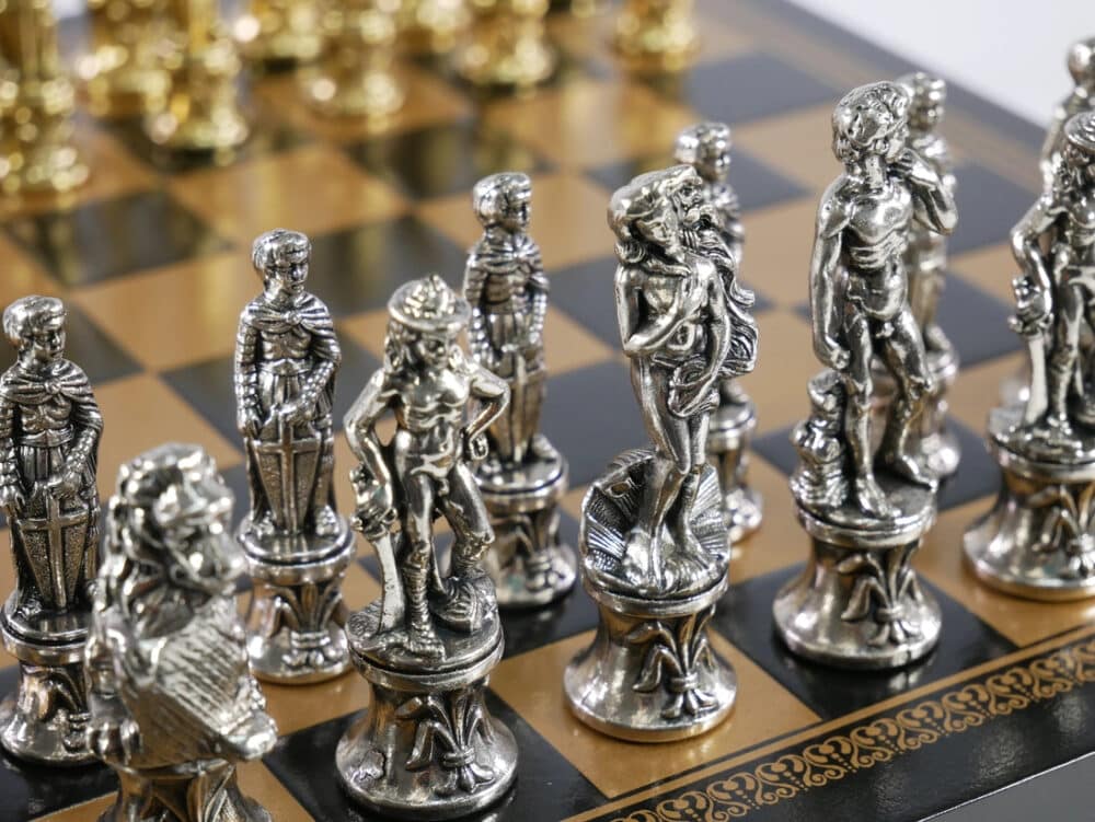 Florence Men On Leather Chess Board