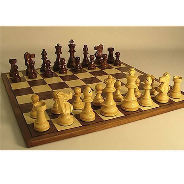 Sheesham French Chessmen on Walnut Basic Chess Board