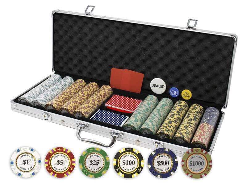 Monte Carlo 500 14 gram Authentic Clay Casino Poker Chip Set