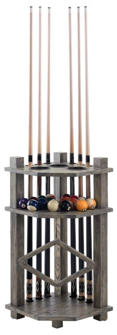 Rustic Corner Floor Cue Rack