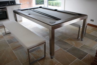 Fusion Pool Table-Brushed Stainless Steel