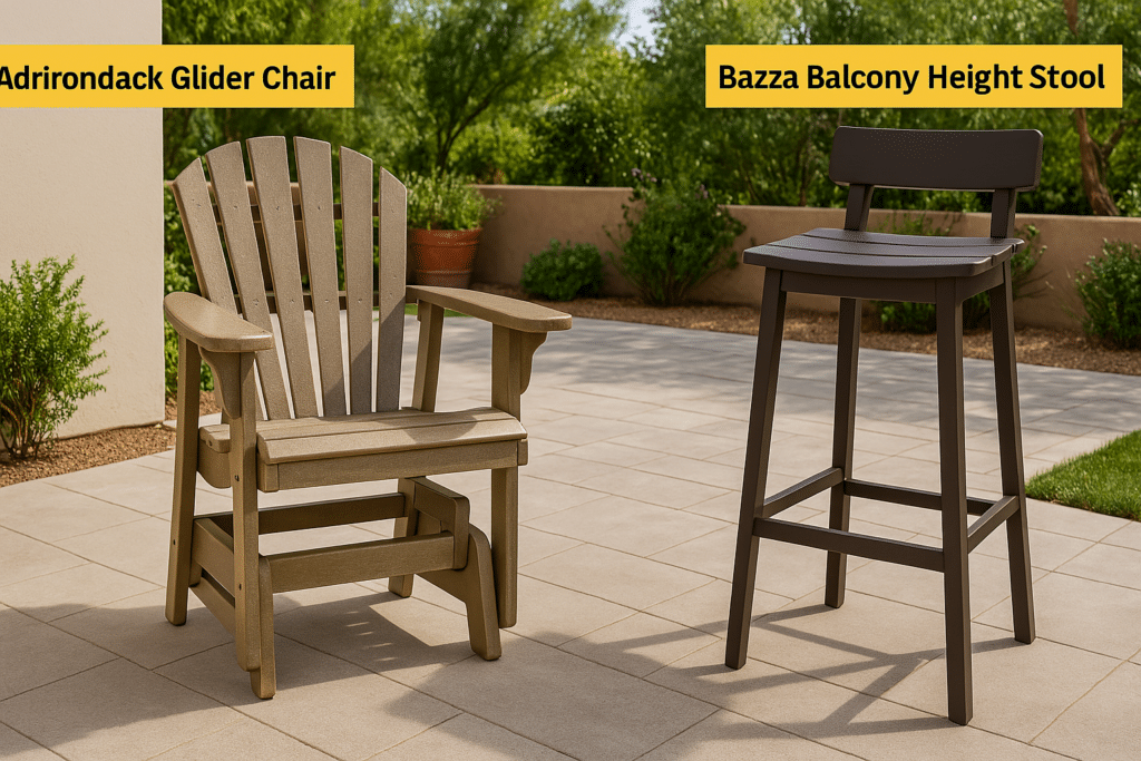 Bazza Balcony Height Stool & Adirondack Glider Chair