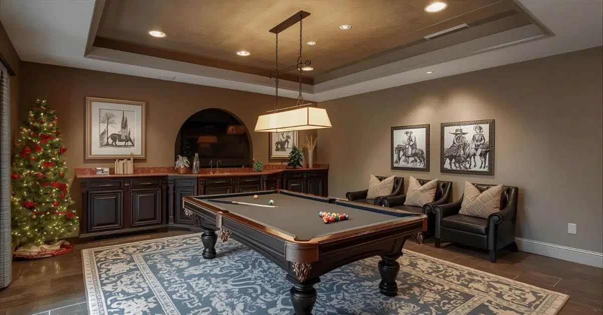 luxury man cave with billiard table